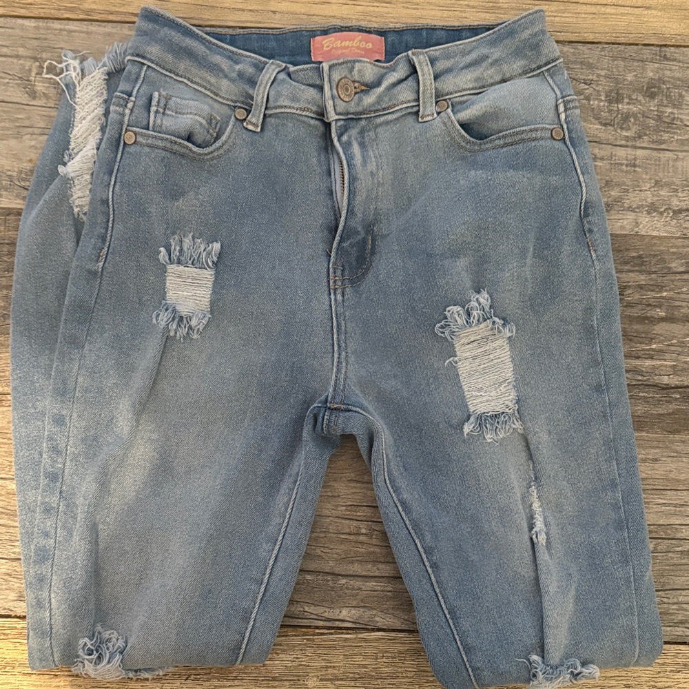 BAMBOO Distressed Blue Women Jeans
